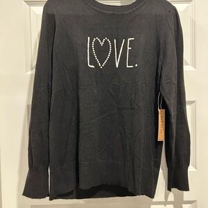 BNWT Women's Black Love Sweater Size L